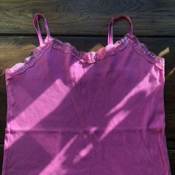 Tank Top Womens XXL Pink Lace Trim Bellas Swan Vampire Feminine Fairy Y2K - Picture 2 of 5